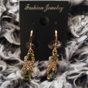 18K Yellow gold-filled olive green topaz teardrop